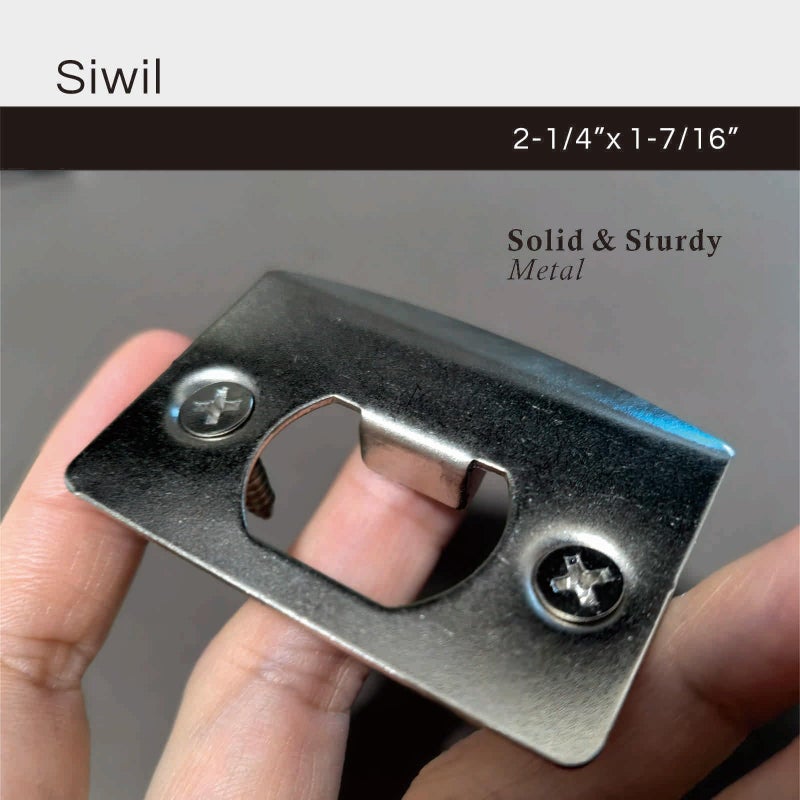Siwil Door Strike Plate Univeral, 2-1/4 inch x 1-7/16 inch, Round Corner - 2 Pack (Satin Nickel) - Image 2